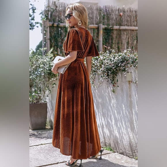 Simplee beautiful copper midi wrap dress - Picture 2 of 9